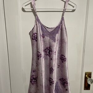 Sears Inner Most Purple Floral Lace Chemise Slip Size Medium